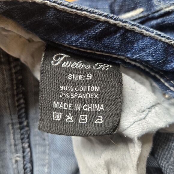 Twelve K Y2K Rhinestone Jeans Women's Size 9 Low Rise Vintage 12K Embellished - Picture 8 of 12